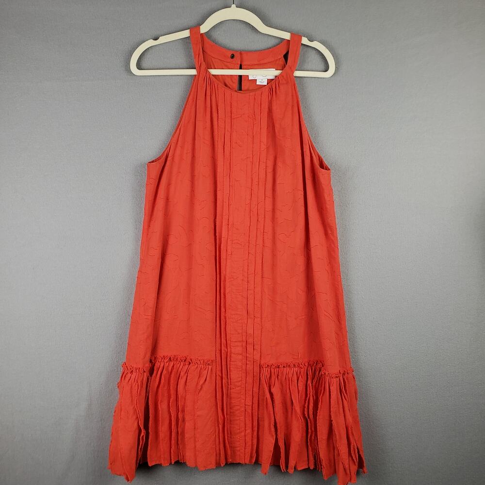 Jessica Simpson Size 14 Sleeveless Pleat Midi‎ Dress Orange Tier Summer Vacation